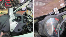 An der GSX-R haben wir die Halterung fr die Ganganzeige an der Instrumentenrckseite mit den dort vorhandenen Schrauben befestigt.